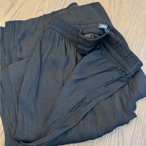 Zara satin effect wide leg pants black sz m $69